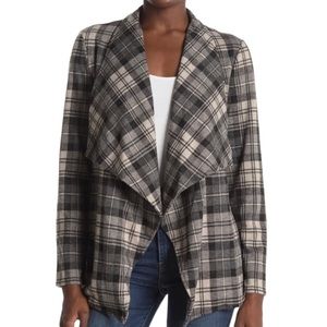 BB Dakota Women’s Plaid Preppy Draped Cardigan Fall Fashion Jacket Sweater